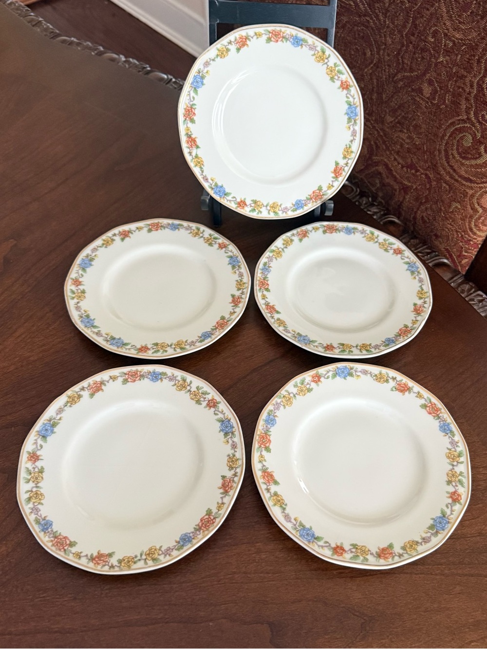 Set of 5 Vintage HAVILAND Rosemary (Multicolor Flowers) Bread & Butter Plates